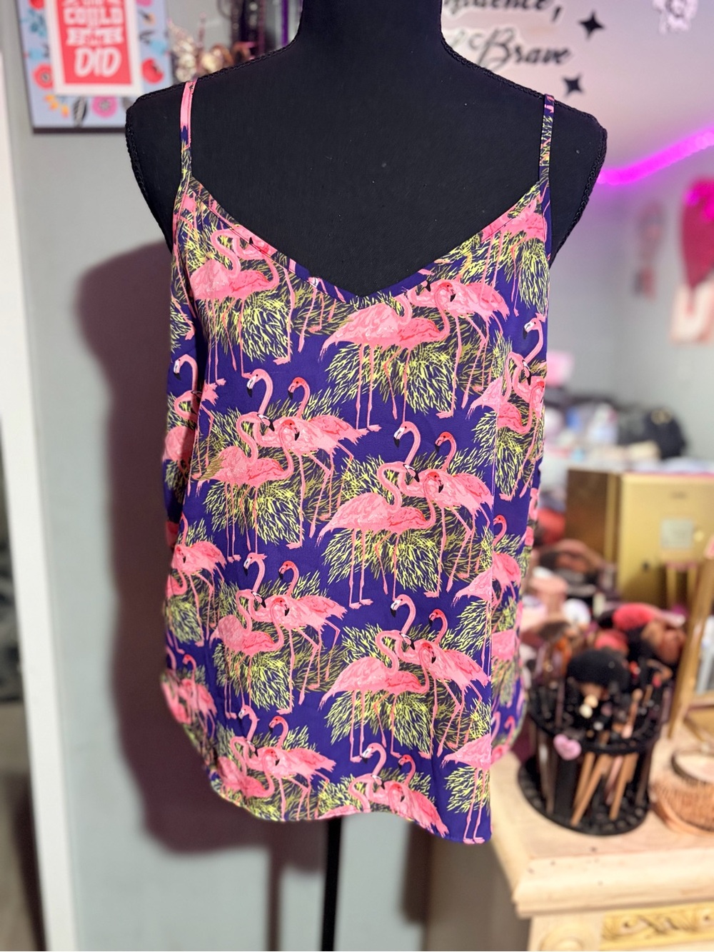 NWOT Atmosphere Pink Flamingo Print Cami Top -8